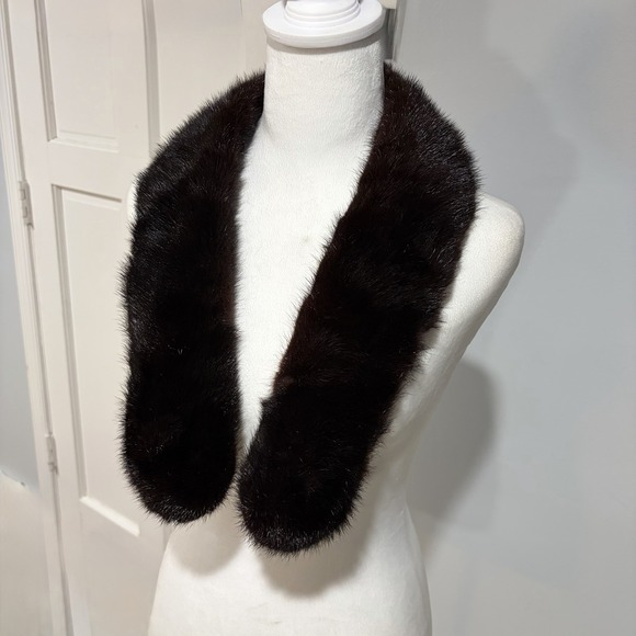 Vintage Miller Brothers Genuine Mink Fur Collar Dark Brown Detachable Estate - Picture 2 of 11